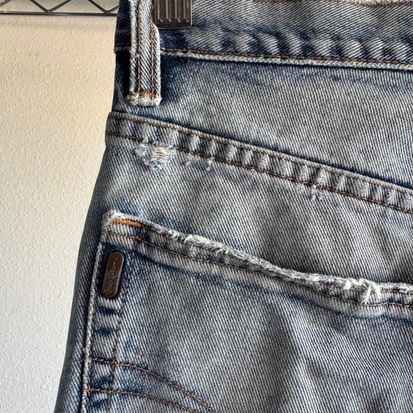 Light wash Pepe Jeans Denim Jean Jorts Shorts With Cool Leather Patches - Picture 3 of 6